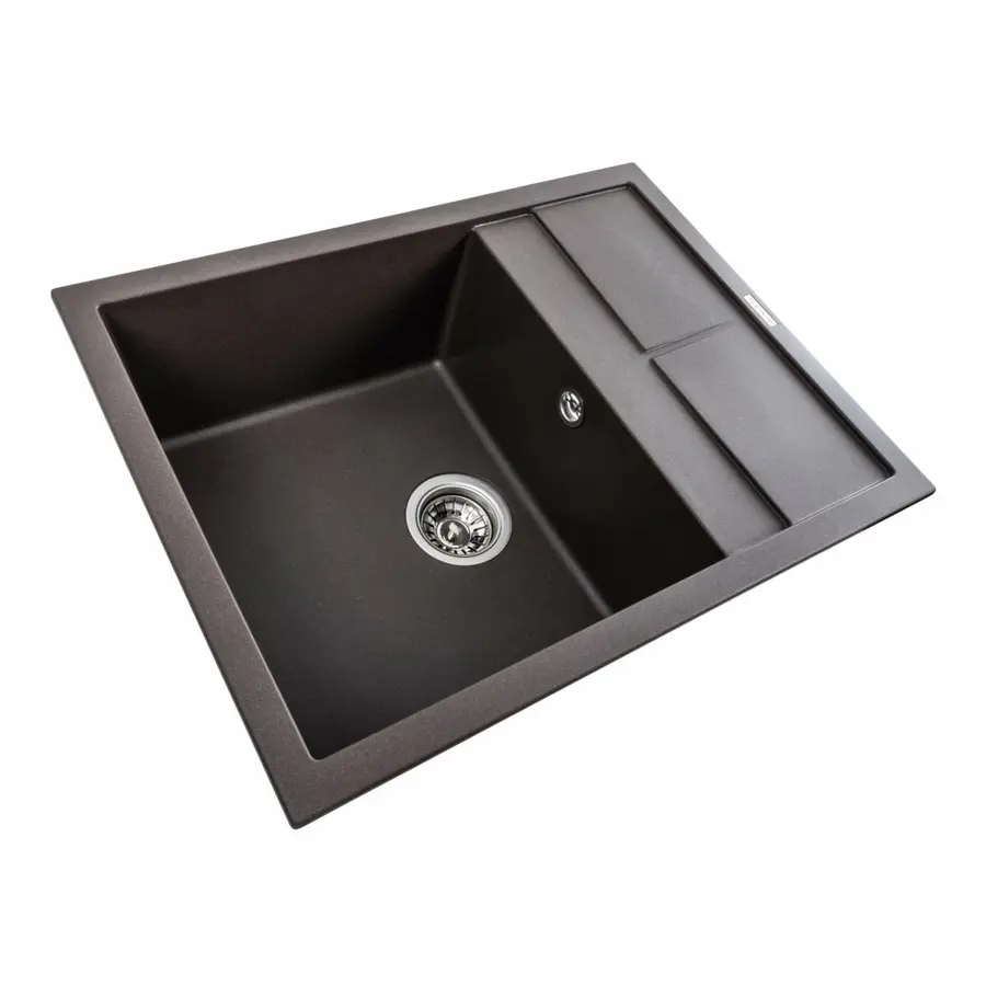 Гранитная мойка для кухни Platinum 6550 LOTOS матовая Темная скала