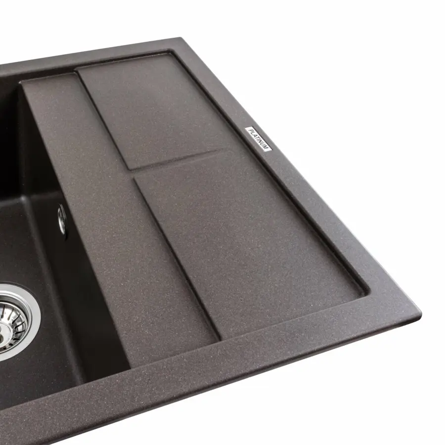 Гранитная мойка для кухни Platinum 6550 LOTOS матовая Темная скала