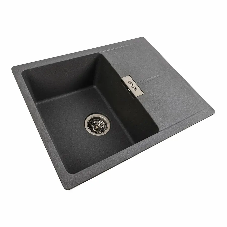Гранітна мийка для кухні Platinum 6250 ZIRKONE матовий Сірий мусон