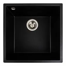 Гранітна мийка для кухні Platinum 4040 RUBA матовий чорний металік