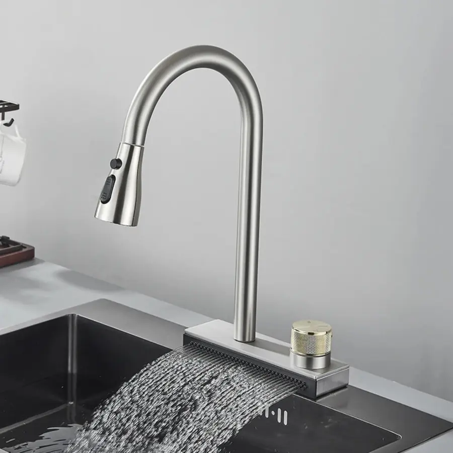 Змішувач під мийку "Водоспад" ZS84 Platinum (brushed)