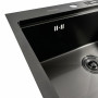 Кухонна мийка чорна PVD 60х50 з підставкою для ножів + Подарунок сифон круглий та дозатор