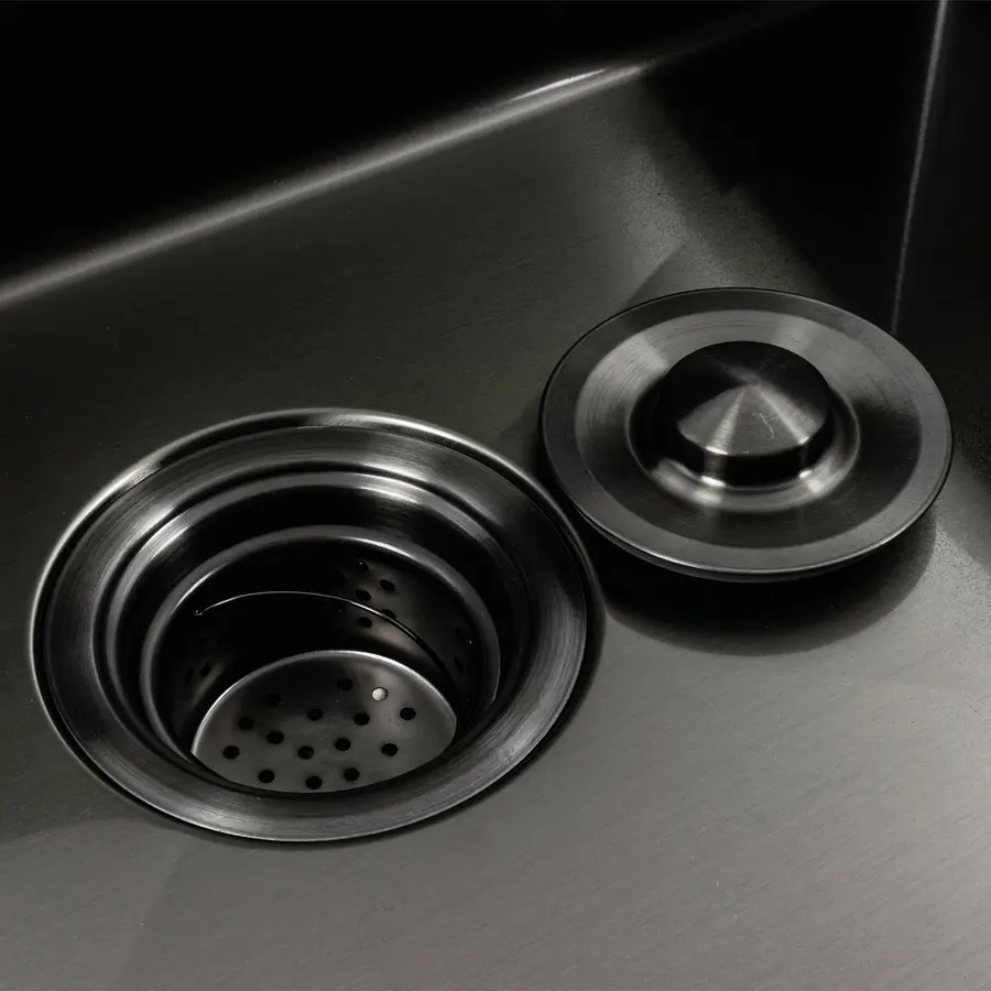 Кухонная мойка черная PVD 60х50 с подставкой для ножей + Подарок сифон круглый и дозатор.