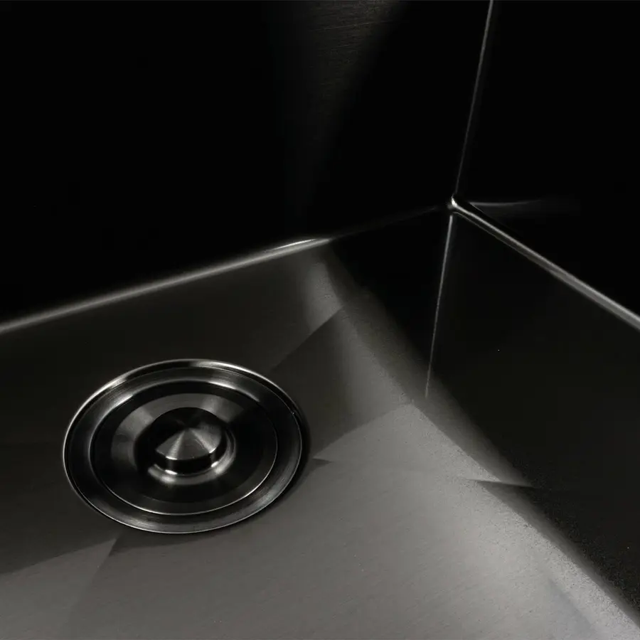 Кухонная мойка черная PVD 60х50 с подставкой для ножей + Подарок сифон круглый и дозатор.