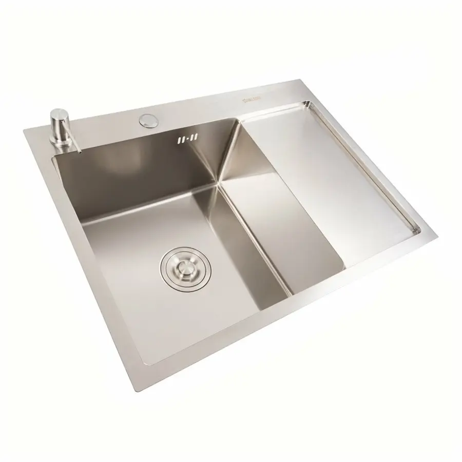 Кухонна мийка CM 65*50 L нержавійка VALESO Handmade (круглий сифон 3.0/0.8)