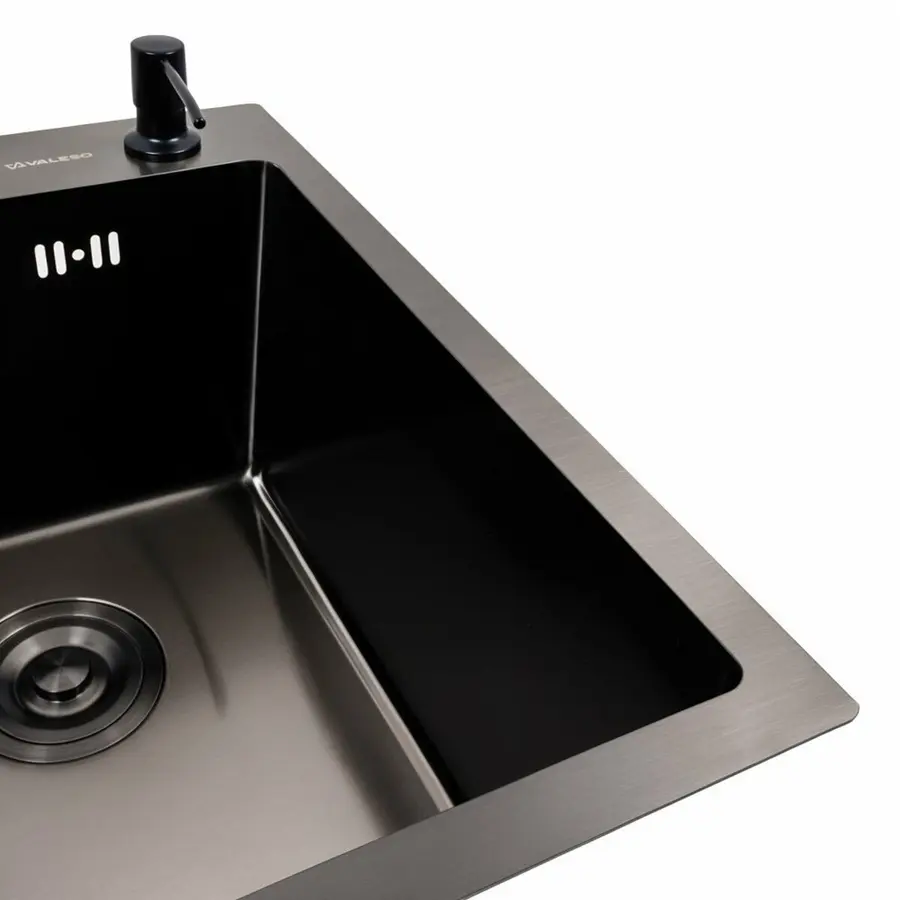 PVD Кухонная раковина Black 40*50 Valeso ручной работы (Siphon Round 3,0/0,8)