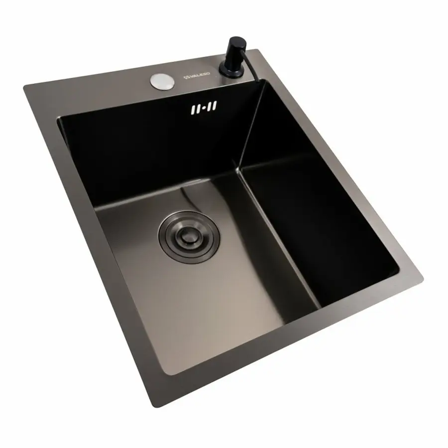 PVD Кухонная раковина Black 40*50 Valeso ручной работы (Siphon Round 3,0/0,8)