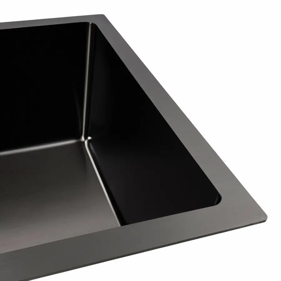 Кухонна мийка PVD чорна 58*43 VALESO Handmade монтаж під стільницю (3.0/0.8)