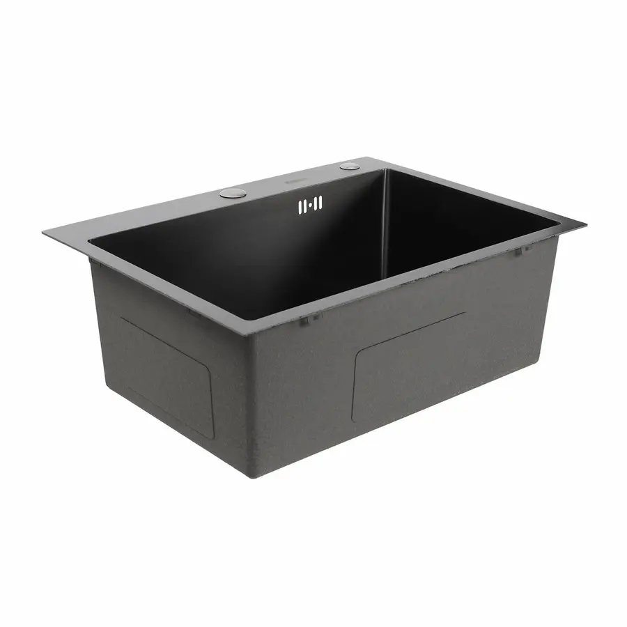 Кухонна мийка VALESO Handmade PVD 600х450х220 чорна (товщина 3,0/1,5 мм + дозатор в комплекті)