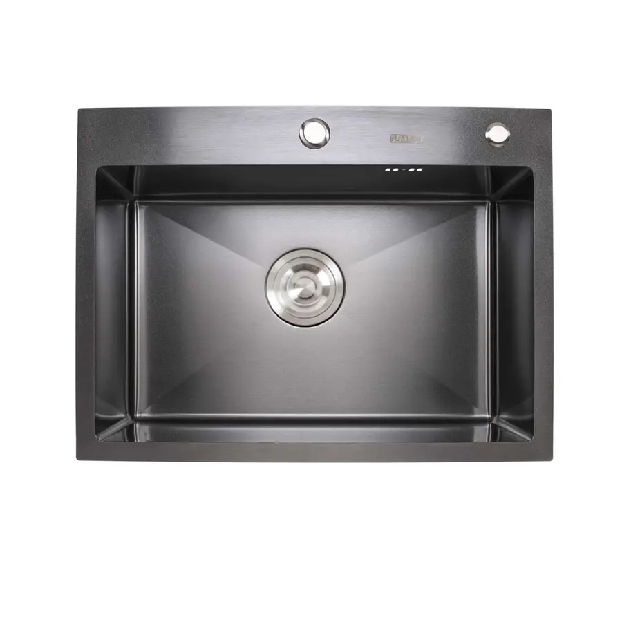 Кухонна мийка VALESO Handmade PVD 600х450х220 чорна (товщина 3,0/1,5 мм + дозатор в комплекті)