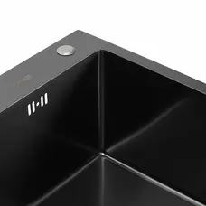 Кухонная мойка VALESO Handmade PVD 600х450х220 черная (толщина 3,0/1,5 мм + дозатор в комплекте)