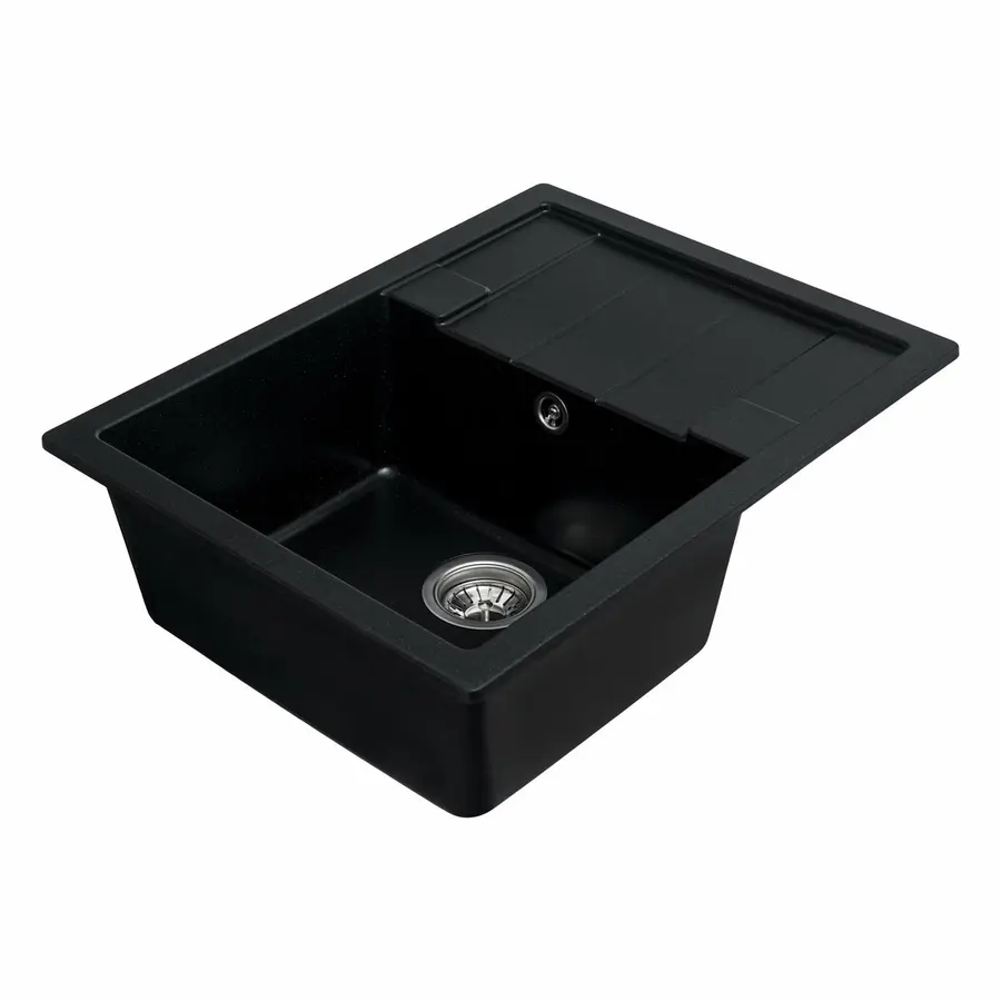 Гранитная мойка для кухни VALESO INTENSO 6550 матовая Черный металлик