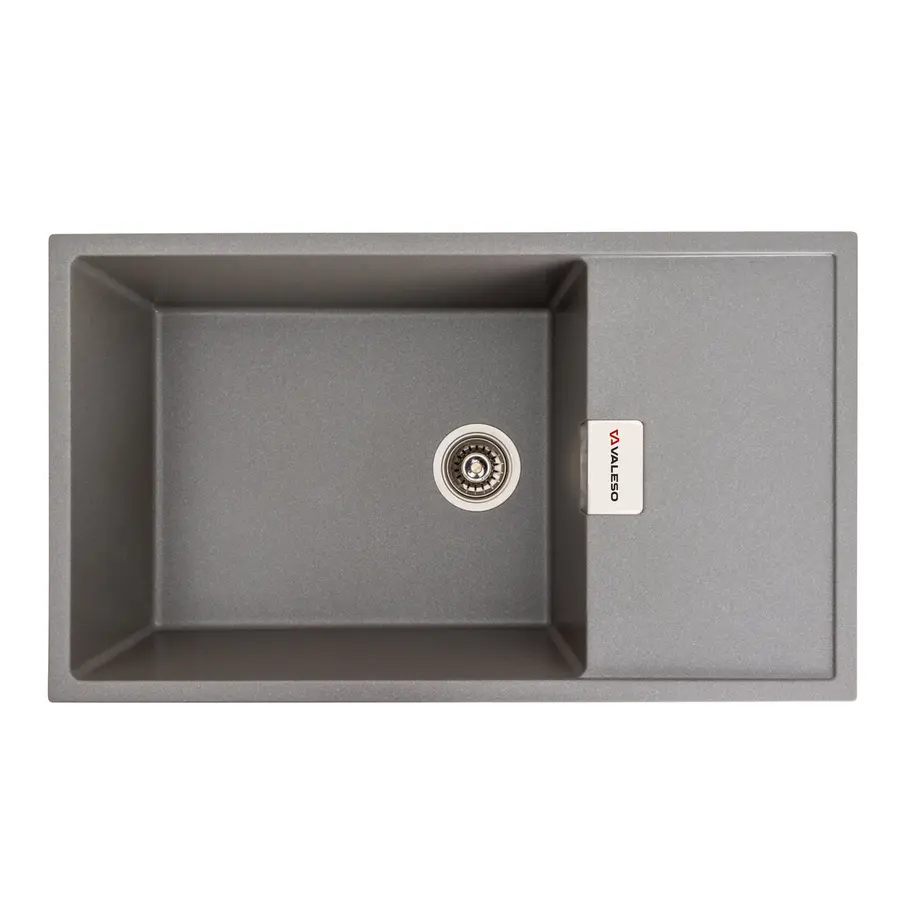 Гранітна мийка для кухні VALESO DIAMOND 8650 матова Сірий металік