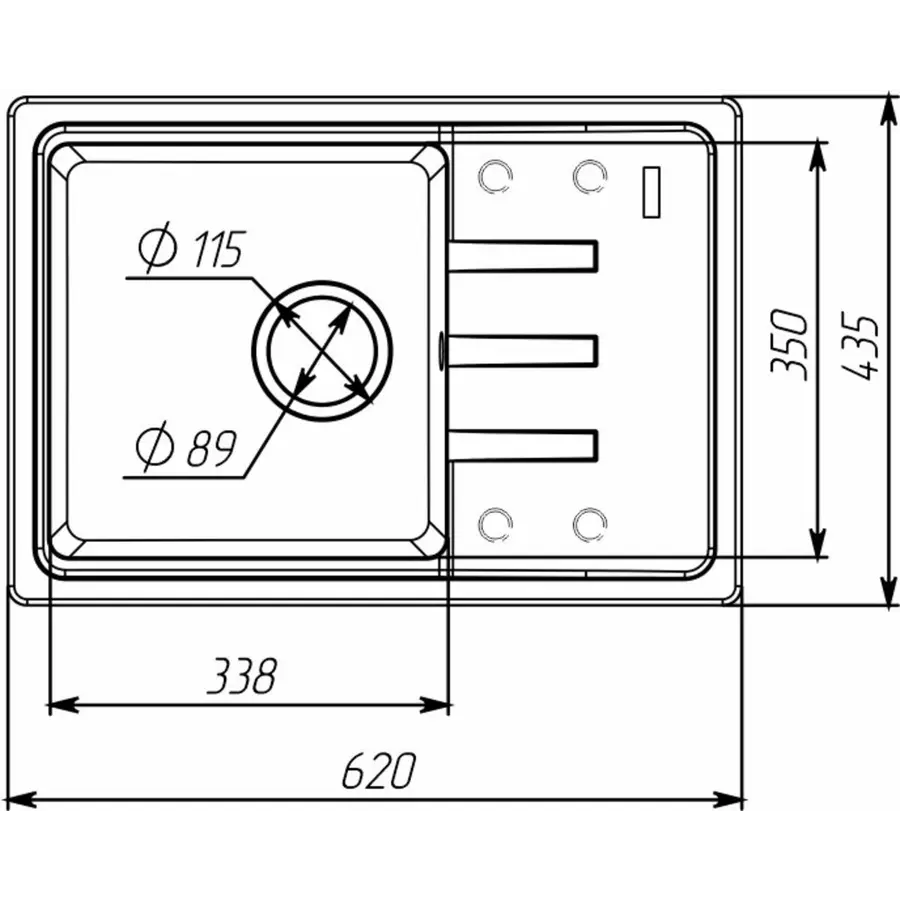 Гранитная мойка для кухни VALESO LIANA 6243 матовая Серый муссон