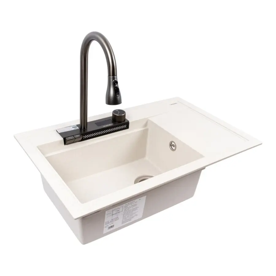 Гранитная мойка для кухни VALESO ATRUM 7950 матовая Белая в точку