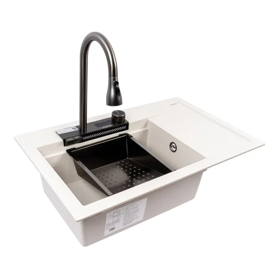 Гранитная мойка для кухни VALESO ATRUM 7950 матовая Белая в точку