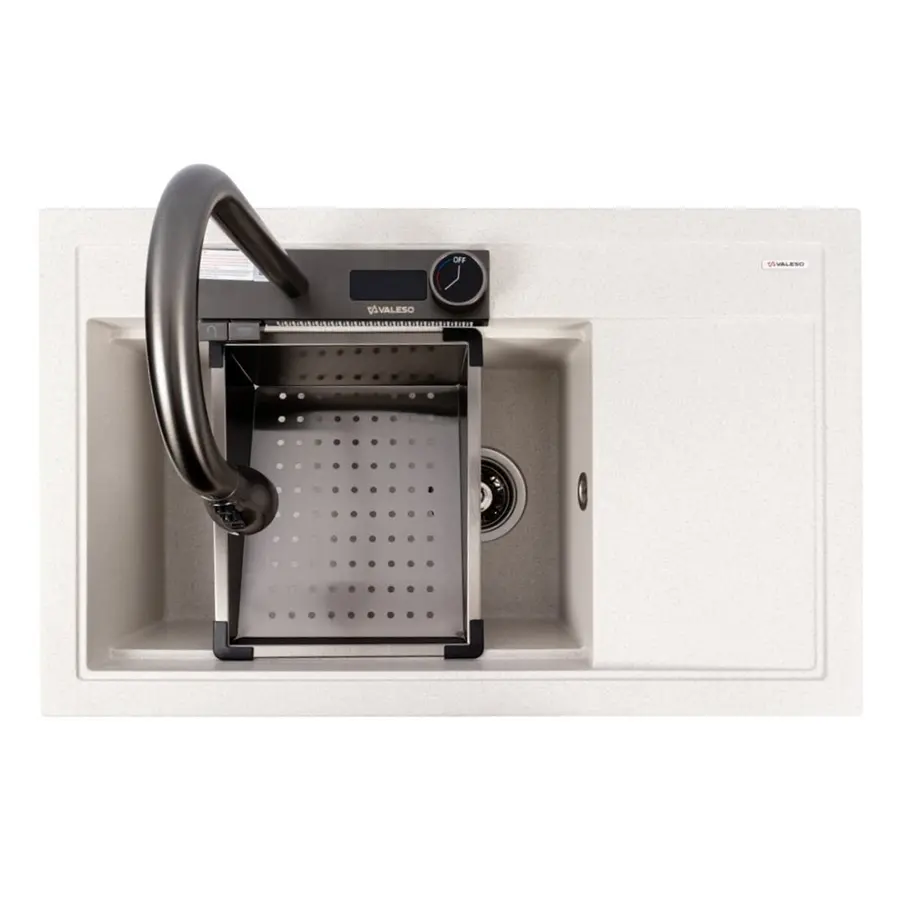 Гранитная мойка для кухни VALESO ATRUM 7950 матовая Белая в точку