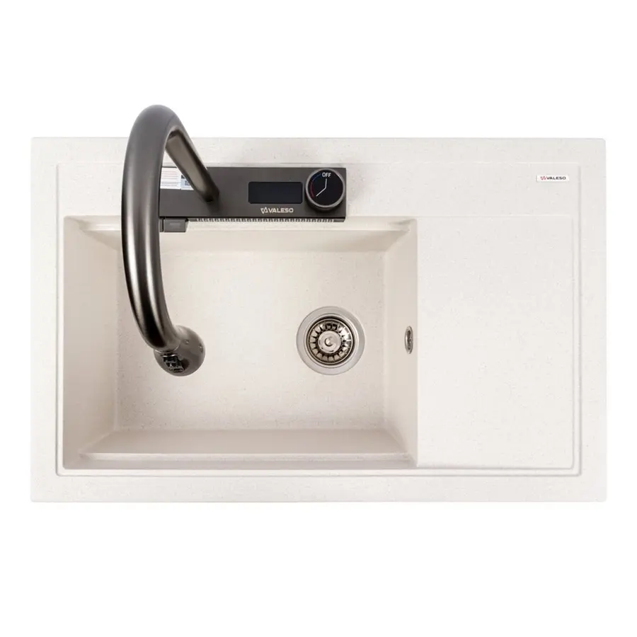 Гранитная мойка для кухни VALESO ATRUM 7950 матовая Белая в точку