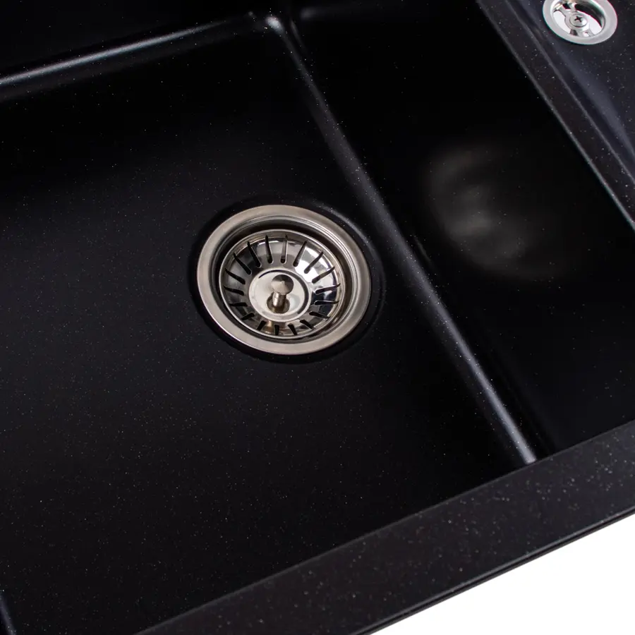 Гранітна мийка для кухні Platinum 7850 TROYA матова Чорний металік