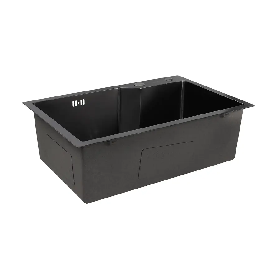 Кухонна мийка Platinum Handmade PVD 650х430х220 чорна (товщина 3,0/1,5 корзина та дозатор в комплекті)