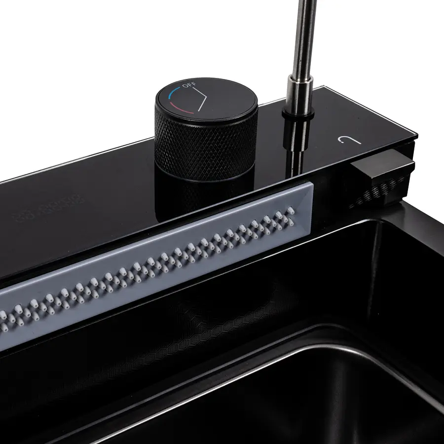 Кухонная мойка CM 75*46C PVD черная Platinum Handmade "ВОДОСПАД" (Декор)