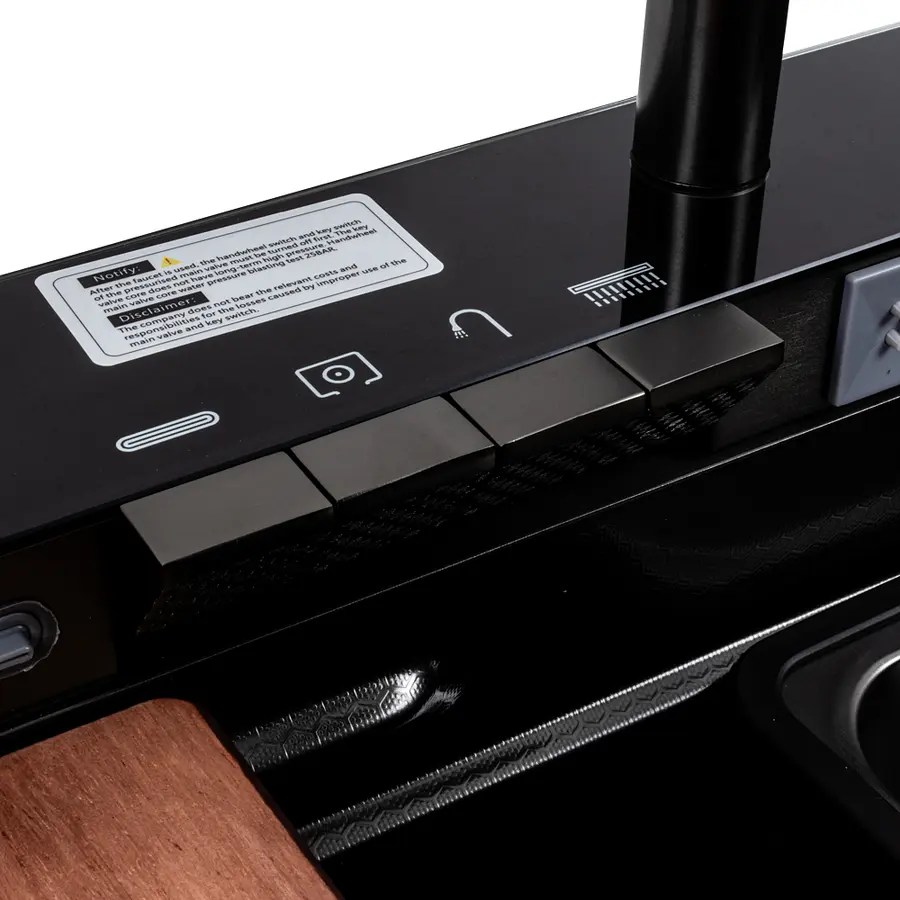 Кухонная мойка CM 75*46C PVD черная Platinum Handmade "ВОДОСПАД" (Декор)