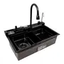 Кухонная мойка CM 75*46C PVD черная Platinum Handmade "ВОДОСПАД" (Декор)
