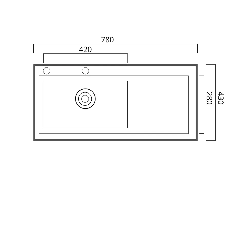 Кухонна мийка нержавійка 78*43 L Platinum Handmade (два отвори, круглий сифон 3,0/0,8)