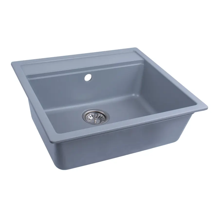 Гранітна мийка для кухні Platinum 5751 NIKA глянець Сірий металік