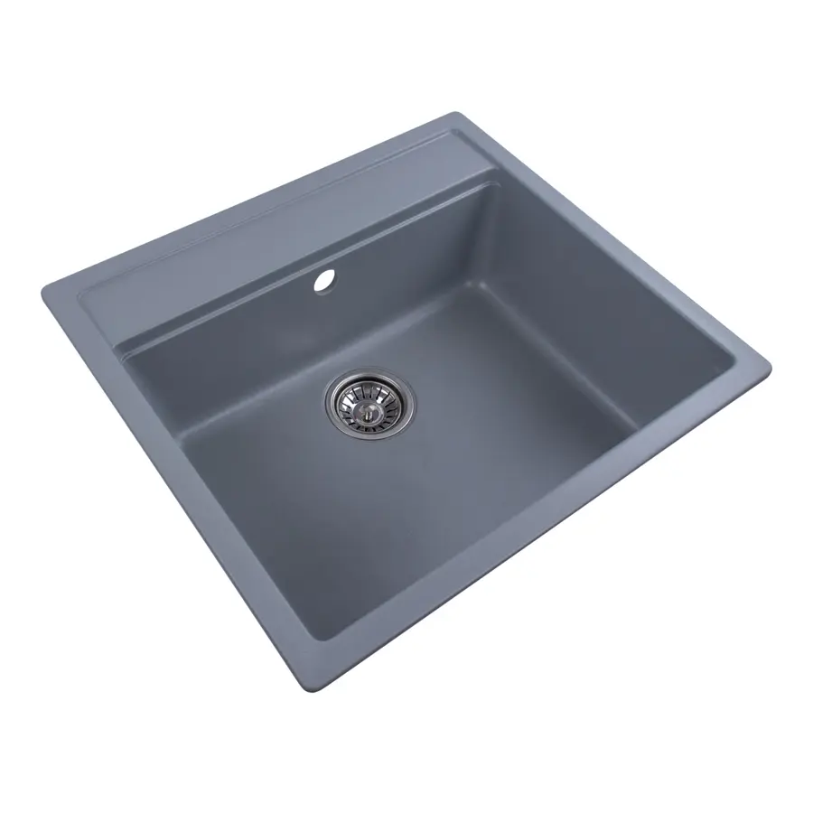 Гранітна мийка для кухні Platinum 5751 NIKA глянець Сірий металік