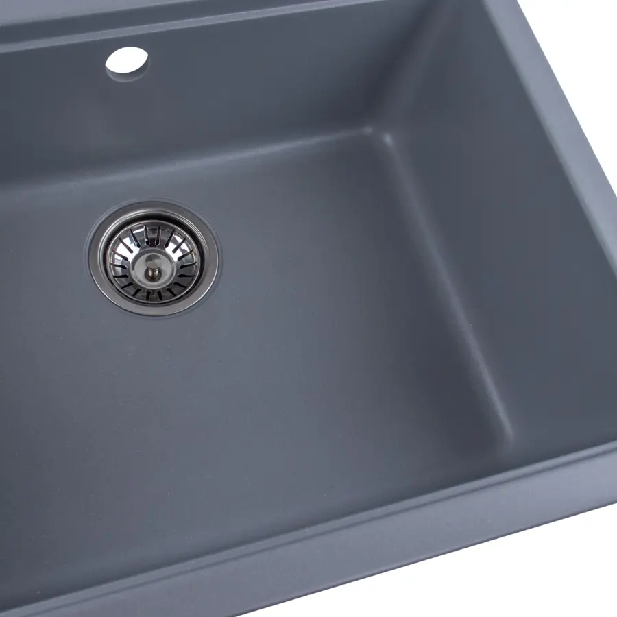 Гранітна мийка для кухні Platinum 5751 NIKA глянець Сірий металік