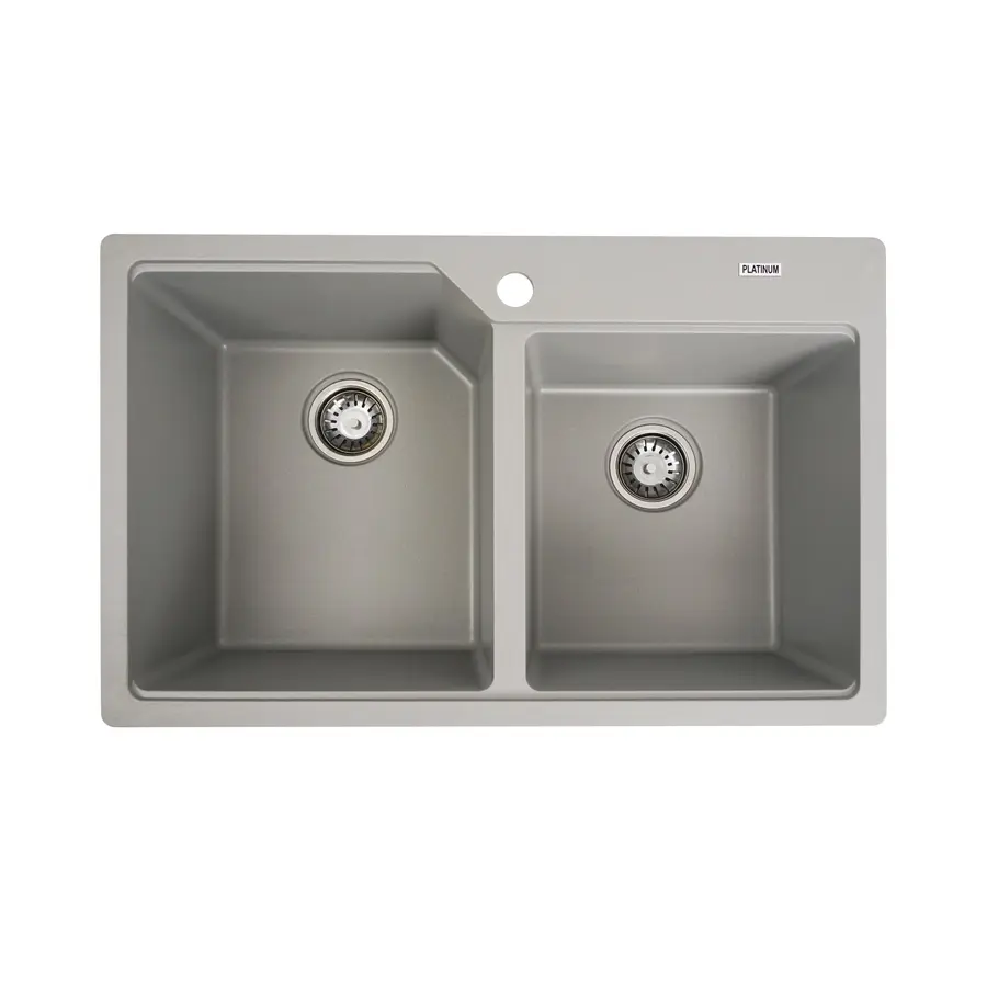Гранітна мийка для кухні Platinum 7850 HARMONY матова Сірий металік