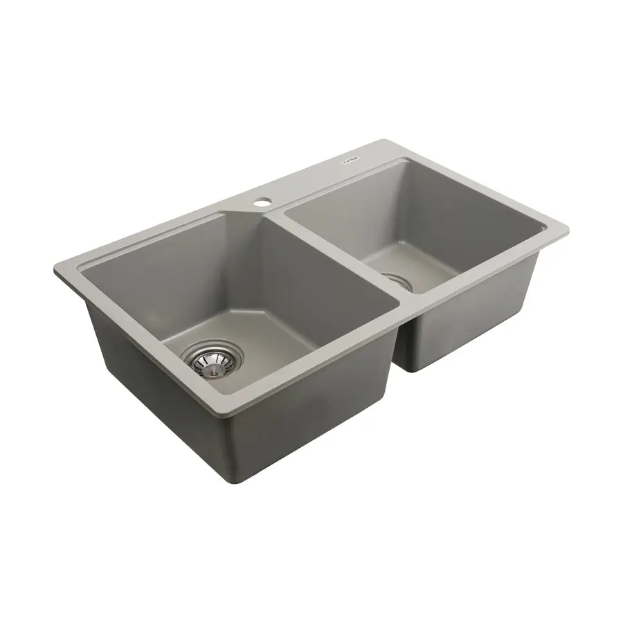 Гранітна мийка для кухні Platinum 7850 HARMONY матова Сірий металік