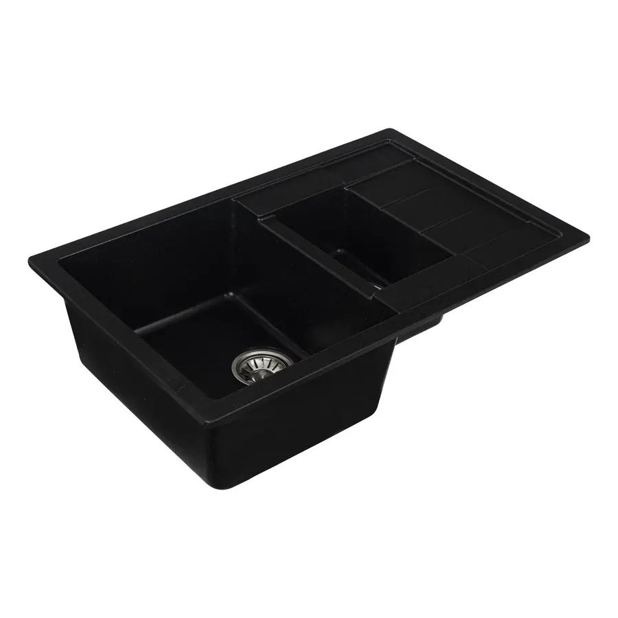 Гранітна мийка для кухні Platinum 7850W TOSKANA матова Чорний металік