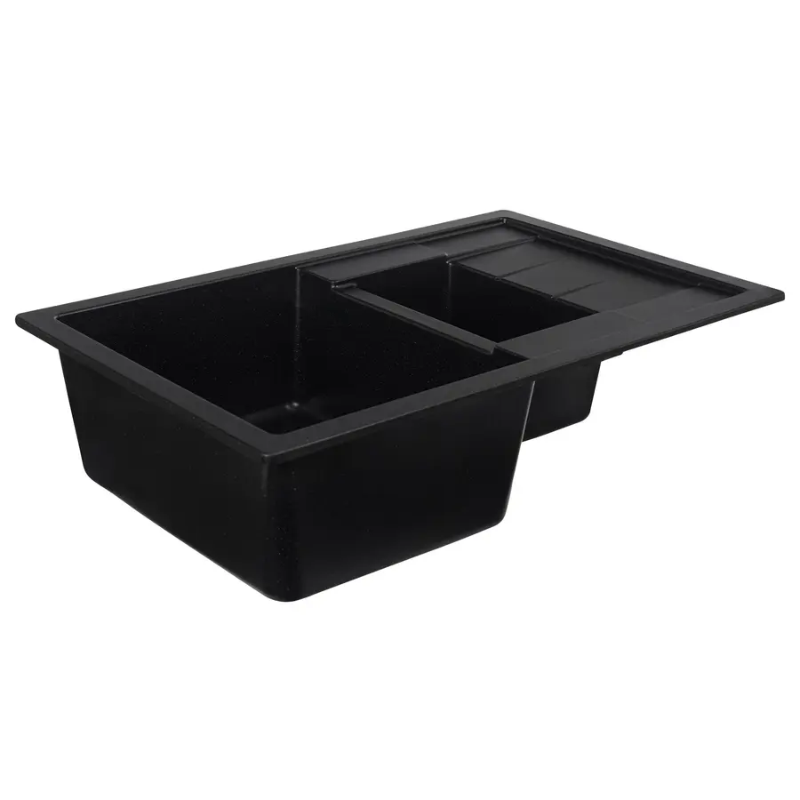 Гранітна мийка для кухні Platinum 7850W TOSKANA матова Чорний металік