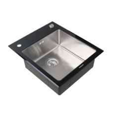 Кухонна мийка Platinum Handmade BLACK GLASS 600x510x200