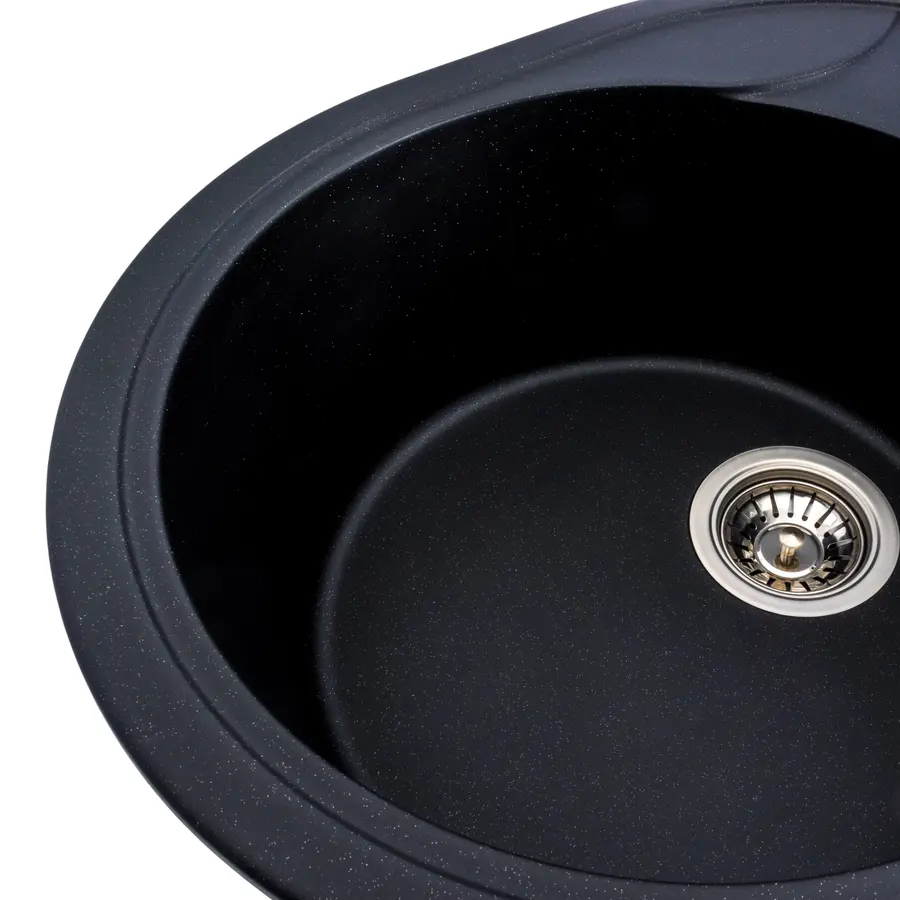 Гранитная мойка для кухни Platinum 5847 ONYX матовая (черный металлик)