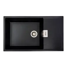 Гранітна мийка для кухні Platinum 8650 DIAMOND матова (чорна GOLD)