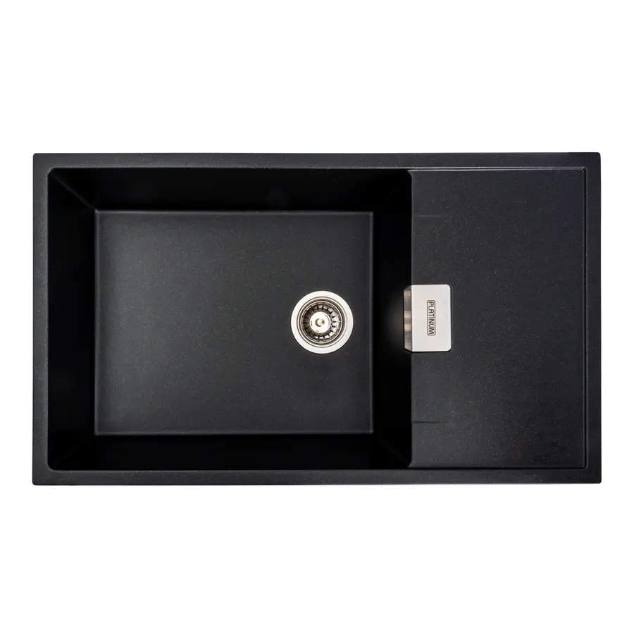 Гранітна мийка для кухні Platinum 8650 DIAMOND матова (чорна GOLD)