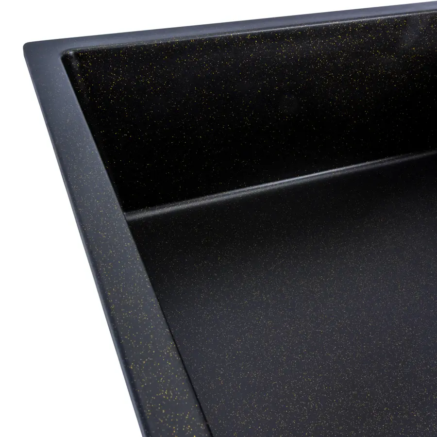 Гранітна мийка для кухні Platinum 8650 DIAMOND матова (чорна GOLD)