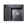 Кухонна мийка Platinum Handmade PVD 580х480х220 R чорна (товщина 3,0/1,5 мм корзина та дозатор в комплекті)