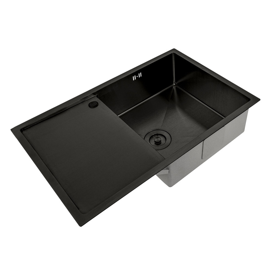 Кухонна мийка Platinum Handmade PVD Н 780х500х200 R чорна (з кріпленням і отвором під змішувач)