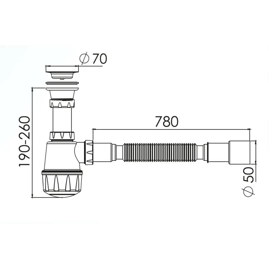 Сифон з відстійником для мийок з малою горловиною з гофрою 1060 NOVA