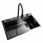 Кухонная мойка 75*45A PVD черная Platinum Handmade "ВОДОСПАД"