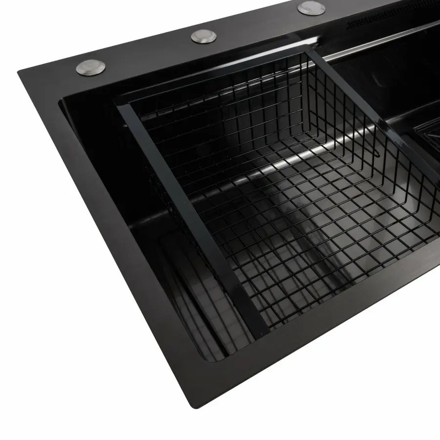 Кухонная мойка 75*45A PVD черная Platinum Handmade "ВОДОСПАД"