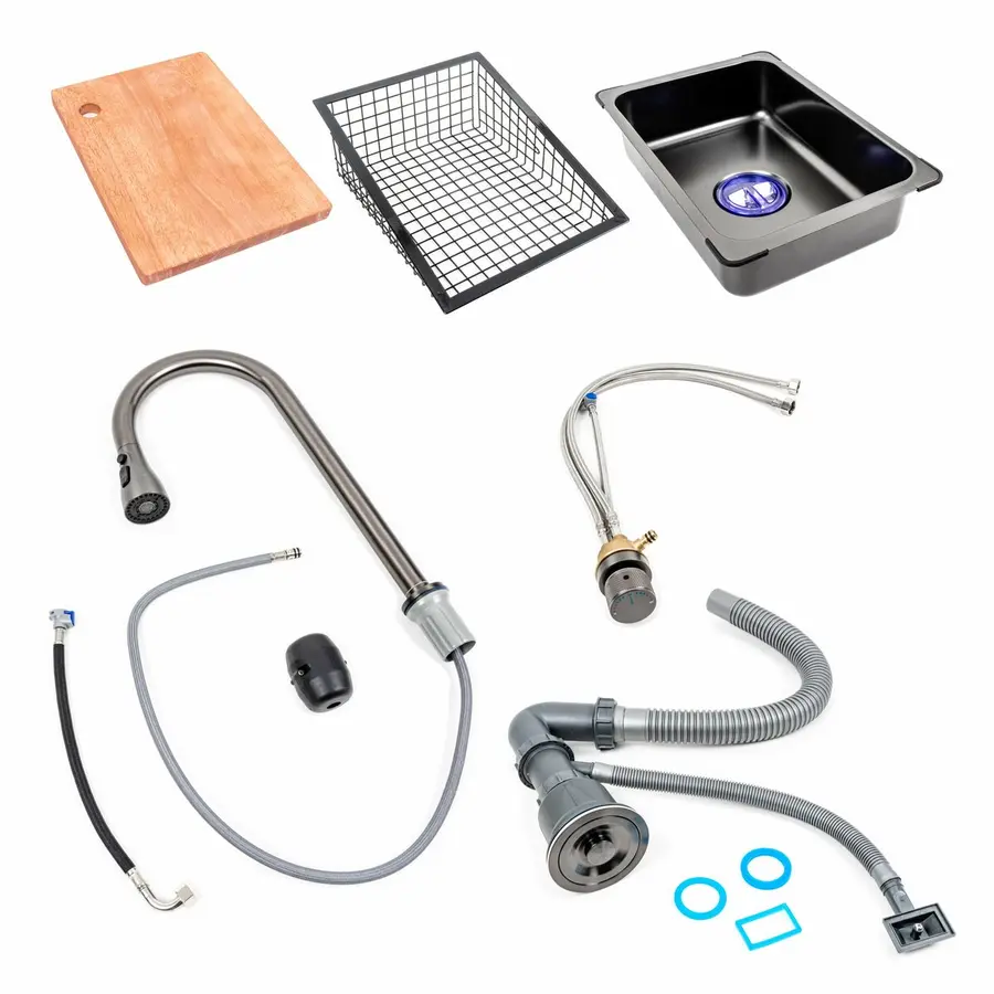 Кухонная мойка 75*45A PVD черная Platinum Handmade "ВОДОСПАД"