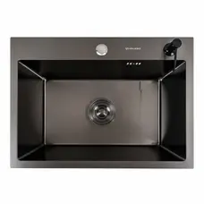 Кухонна мийка 58*43 PVD чорна Valeso Handmade (сифон круглий, 3,0/0,8)