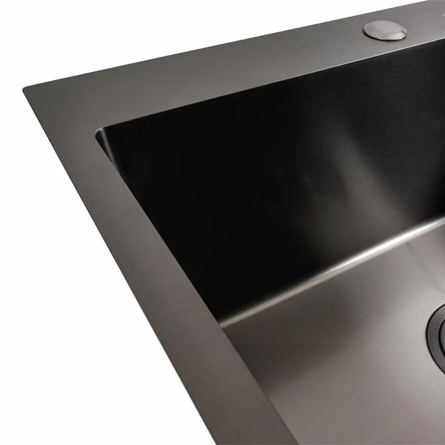 Кухонна мийка 58*43 PVD чорна Valeso Handmade (сифон круглий, 3,0/0,8)