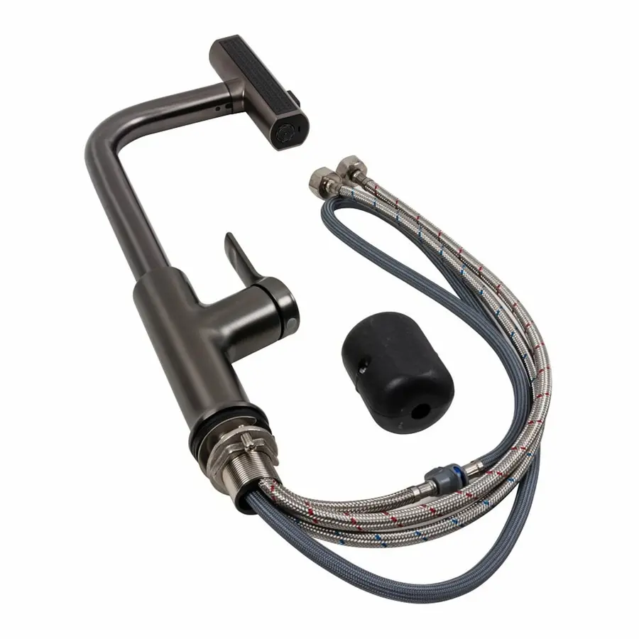 Смеситель кухонный с поворотным аэратором VALESO TH37 PVD черный