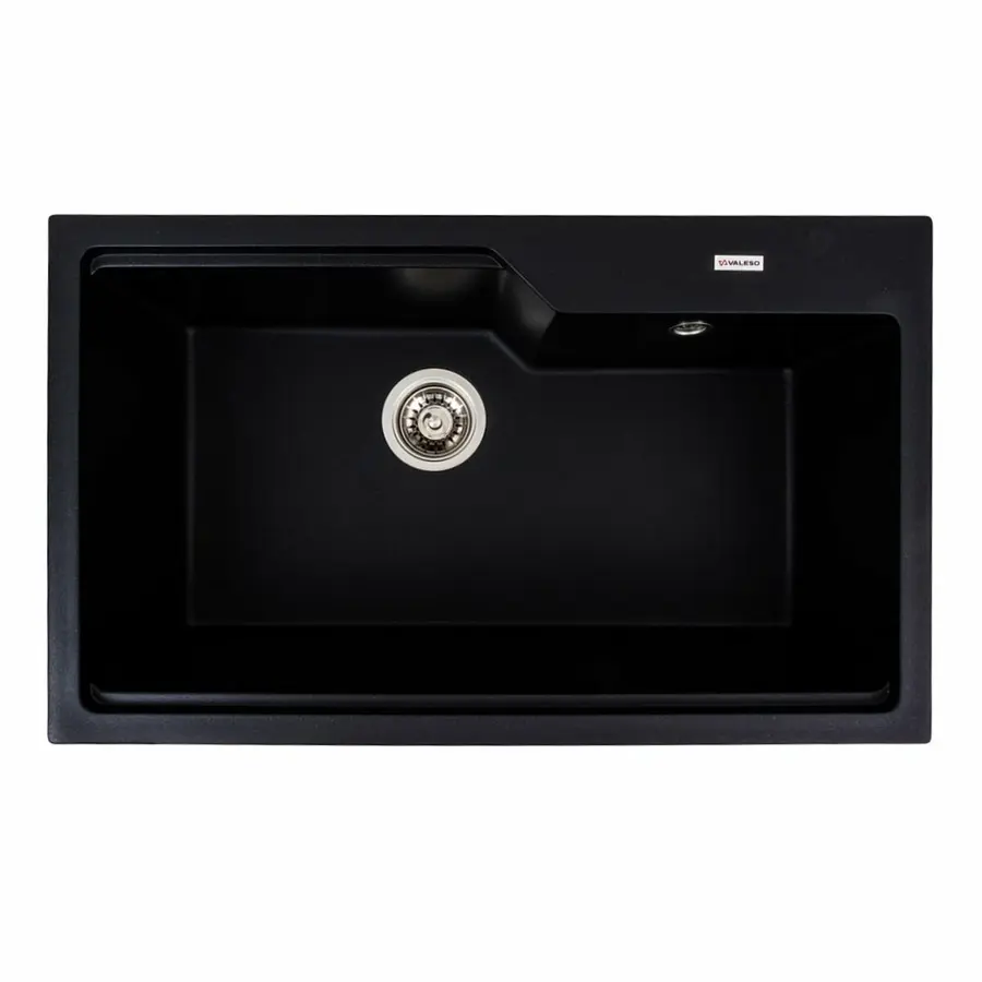 Гранитная мойка для кухни VALESO NIKA 7545 матовая Черный металлик